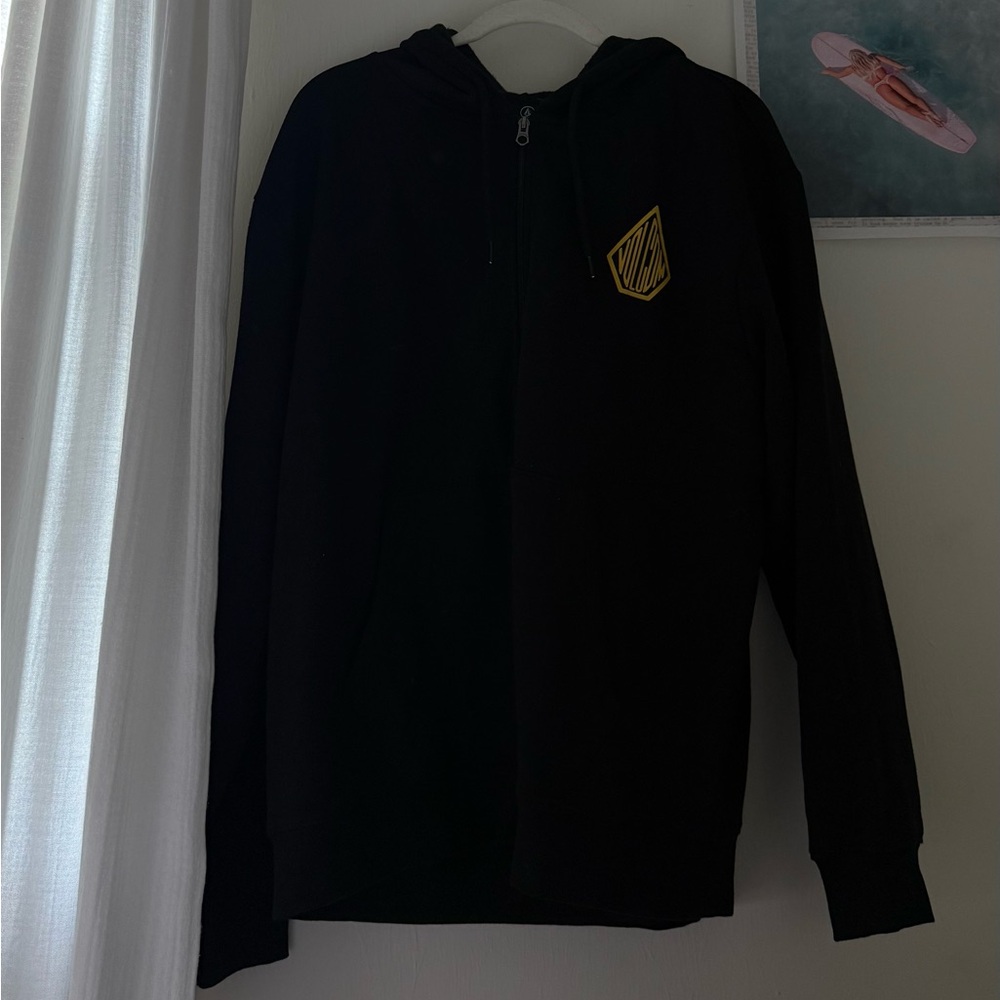 Volcom Black Zip-Up Sweater with Gold Detail